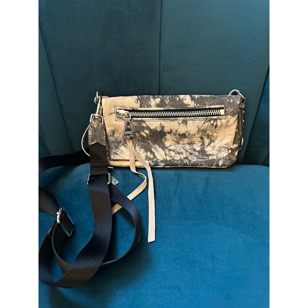 Aimee Kestenberg Small Tie Dye Crossbody Bag Beige/Gray Adjustable Strap Zip